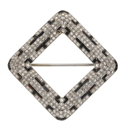 Cartier, Spilla Londra con diamanti e onice in montatura in platino