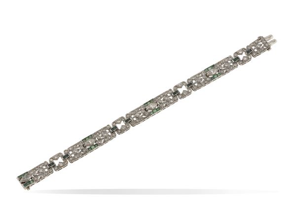 Bracciale con diamanti e smeraldi