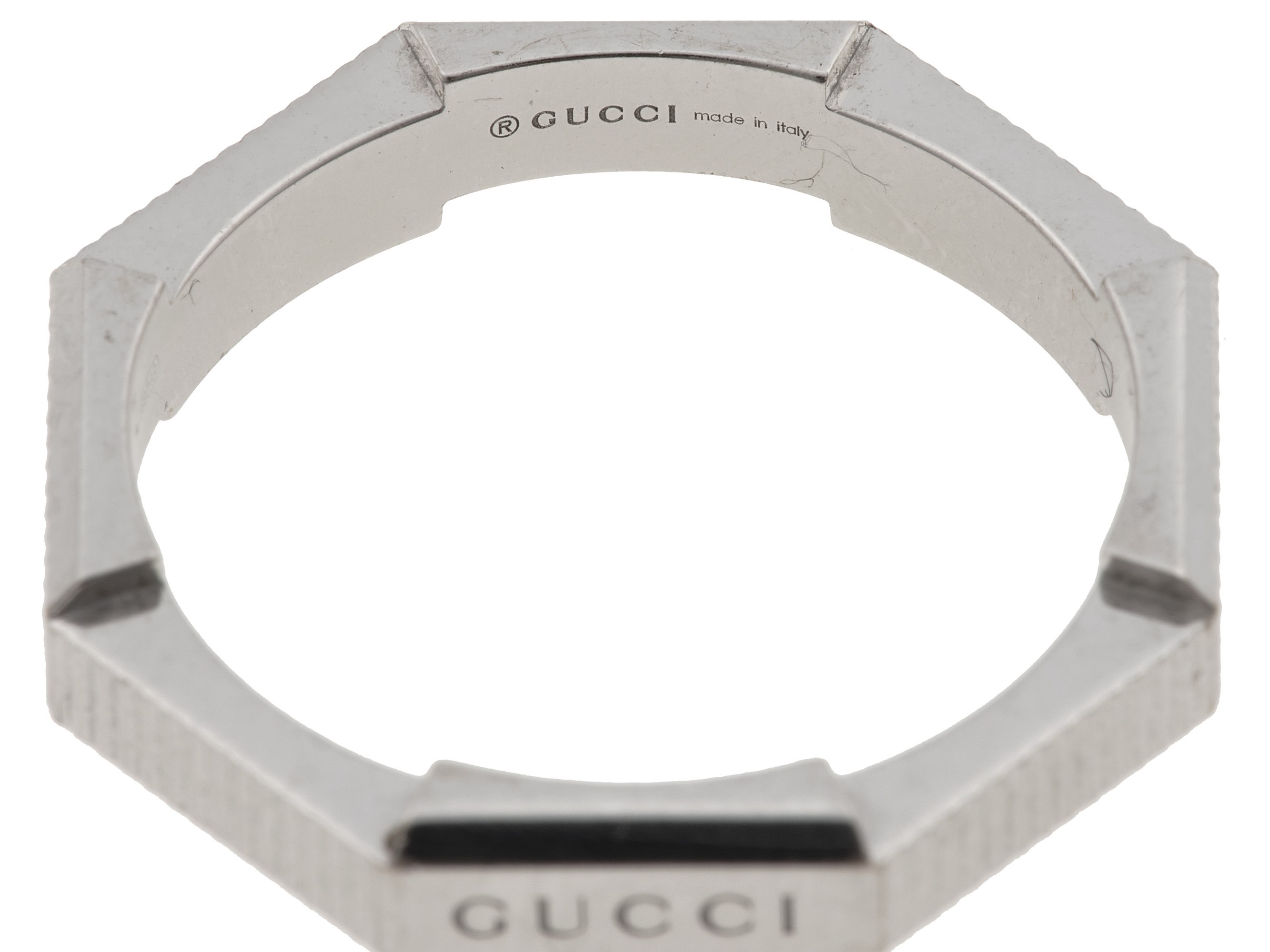 Gucci, Anello 'Link to Love', oro bianco 750/1000, EU 58