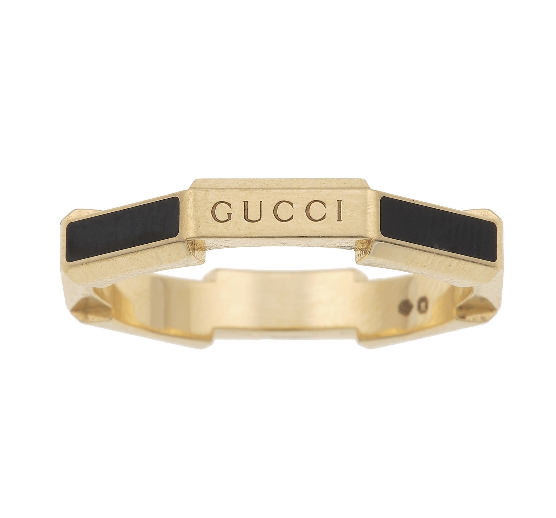Gucci. Anello "link To Love" con Smalto Nero e Diamante