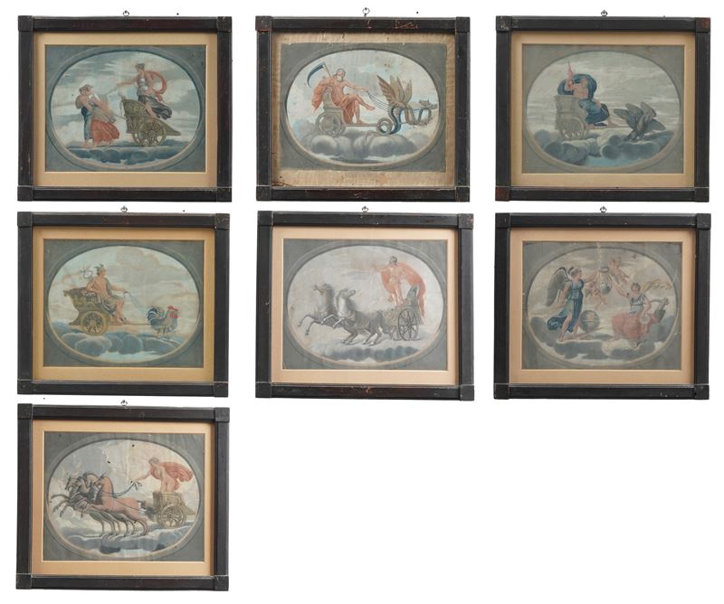 Sette stampe a soggetto mitologico. XIX secolo  - Auction Antiquariato - Cambi Casa d'Aste