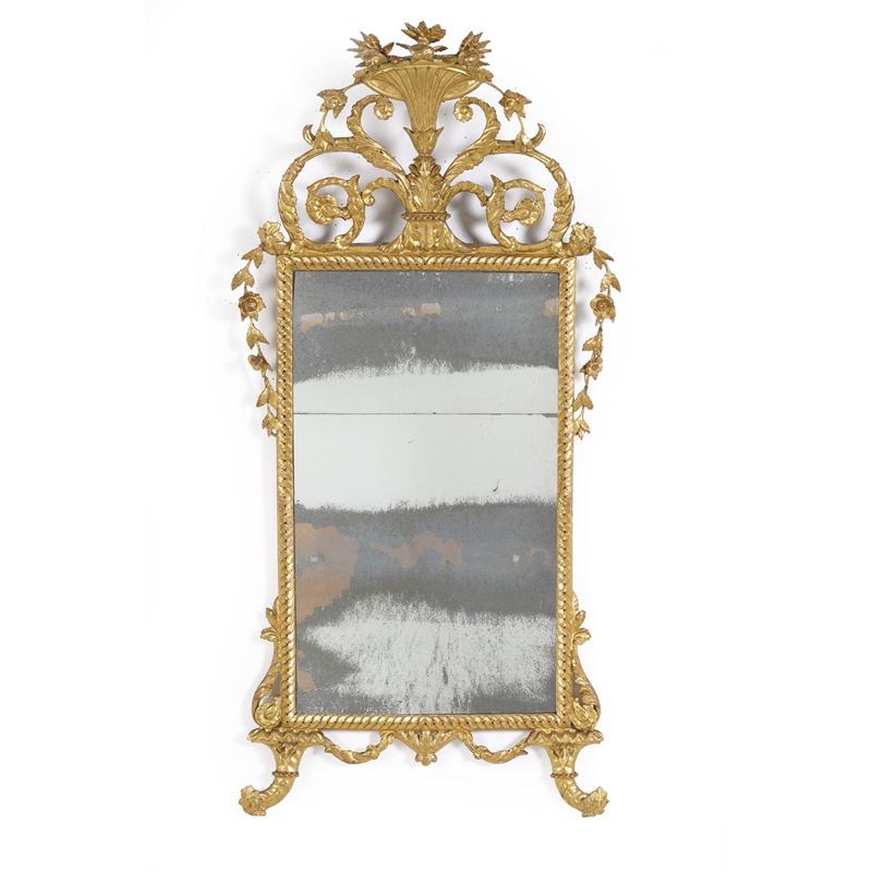 Grande specchiera in legno intagliato e dorato. Italia centrale, XVIII secolo  - Auction Antiques - Cambi Casa d'Aste