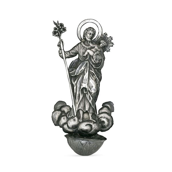 Acquasantiera raffigurante San Giuseppe. Genova XIX secolo