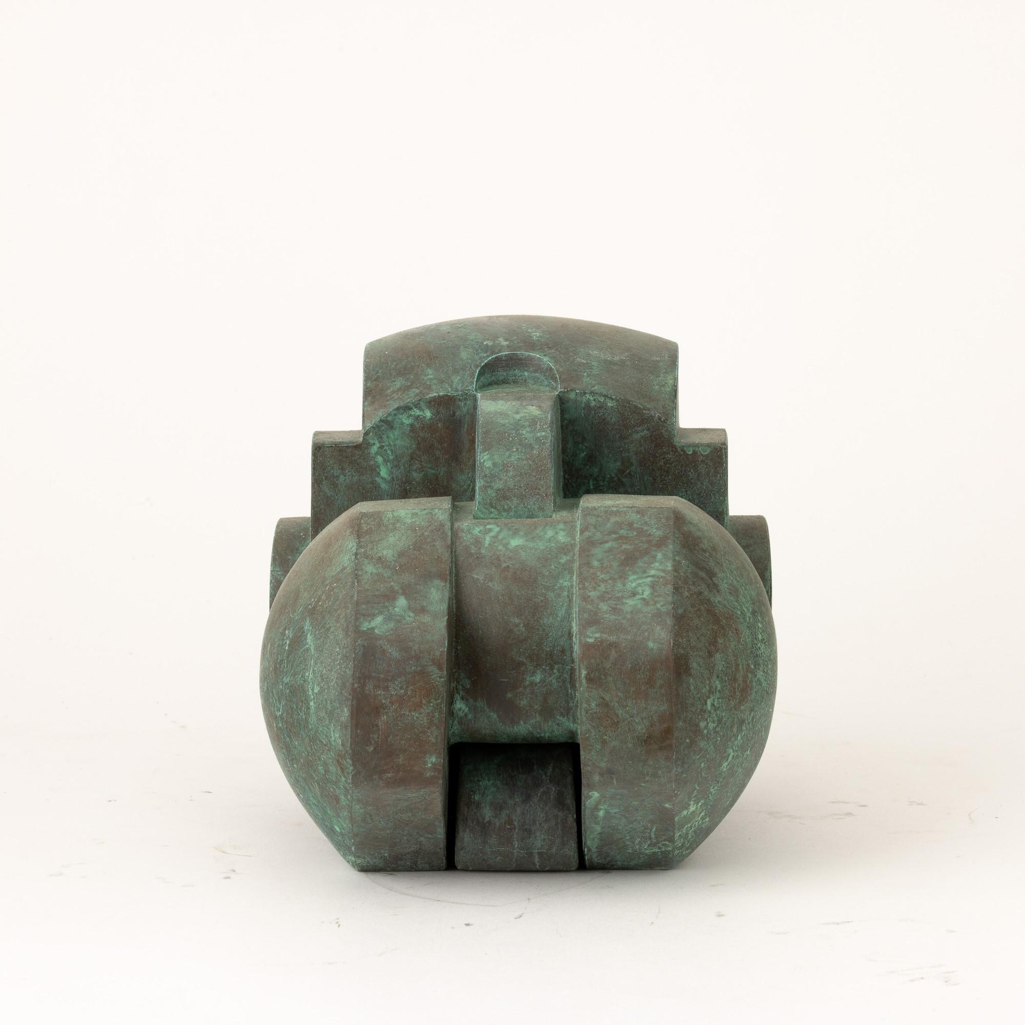 Andrea Cascella - Un legame - scultura in bronzo con patina verde, 1982