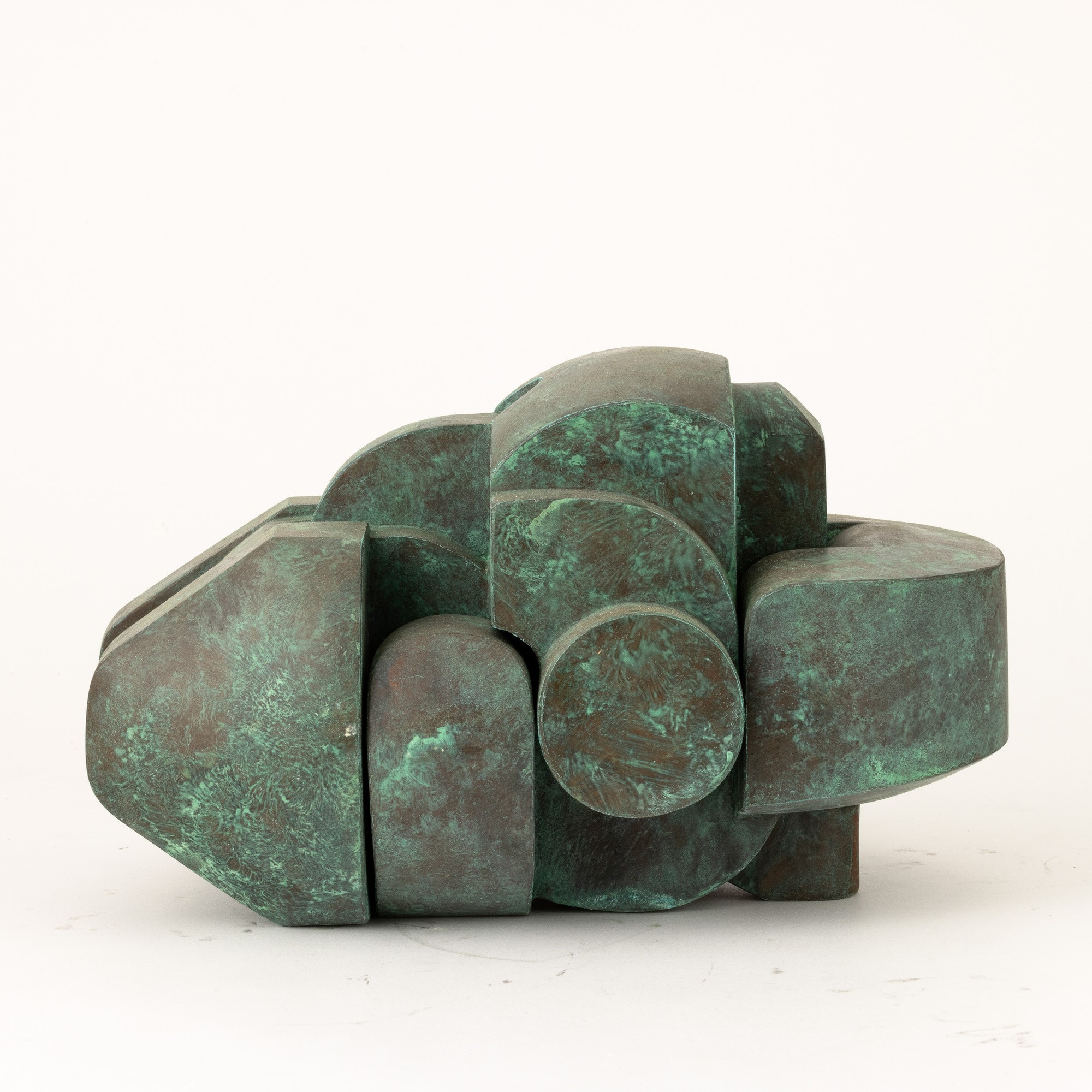 Andrea Cascella - Un legame - scultura in bronzo con patina verde, 1982