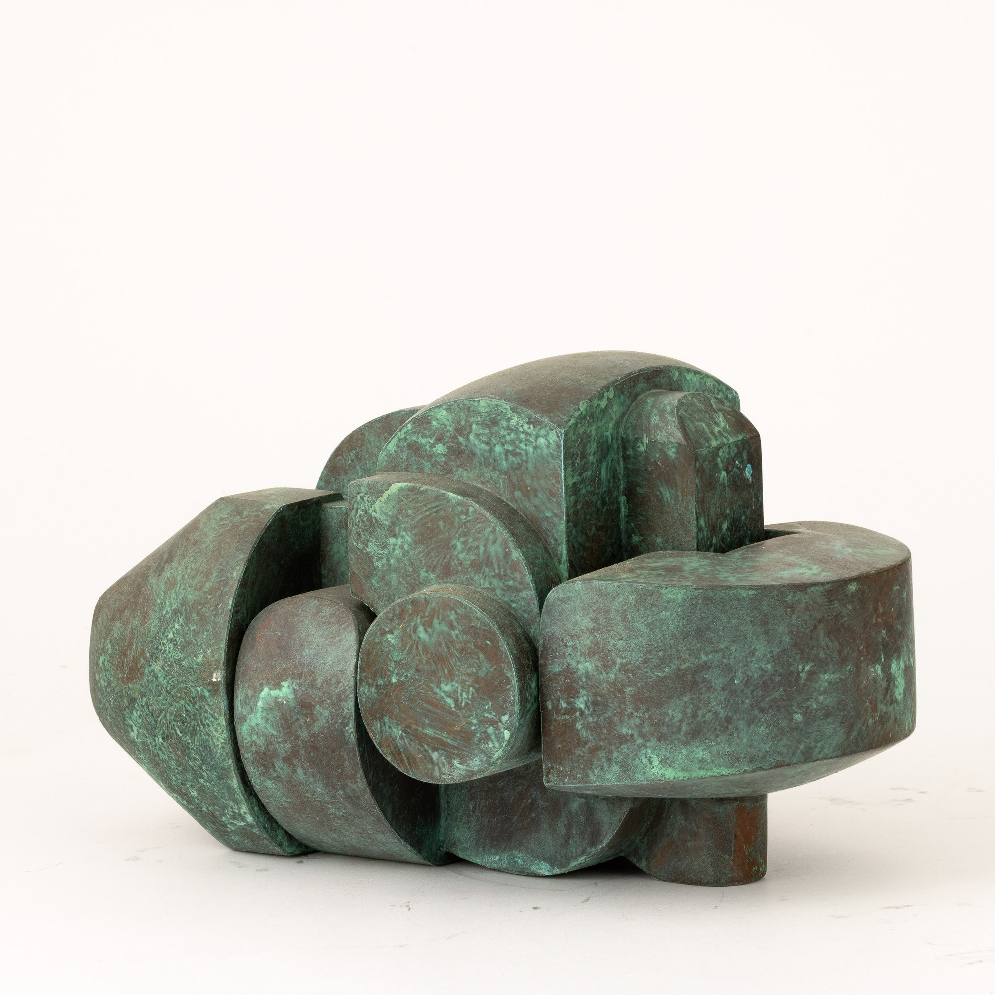 Andrea Cascella - Un legame - scultura in bronzo con patina verde, 1982