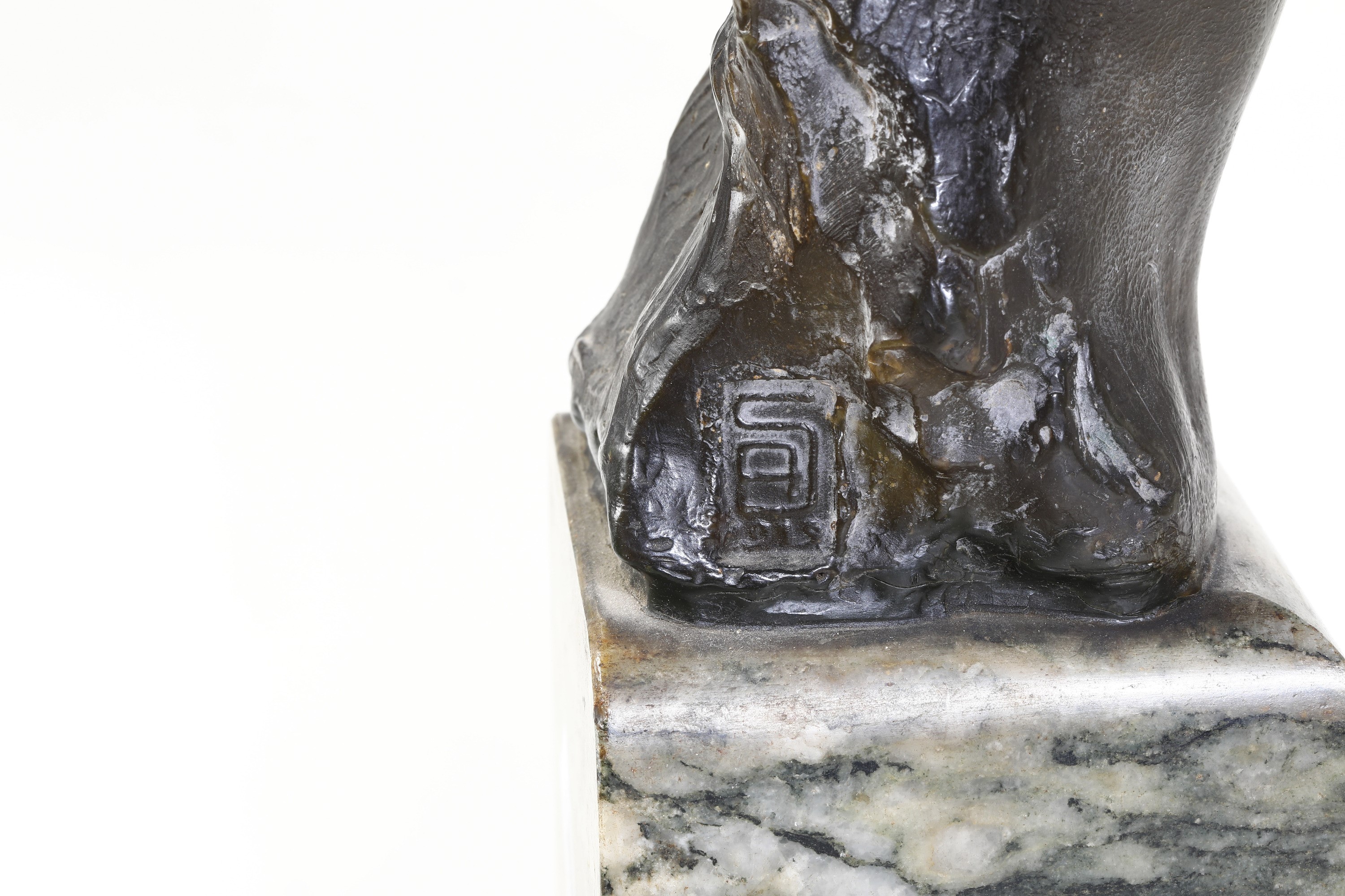 Attilio Selva - Marcellina, Modello in gesso e cera su base in marmo cipollino