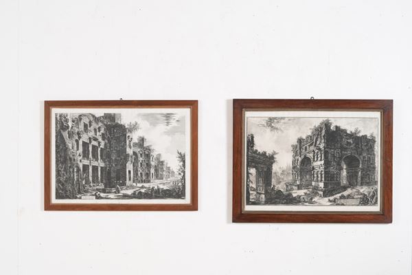Piranesi Giovanni Battista (1720–1778) Tempio di Giano / Veduta degli avanzi superiori delle terme di Diocleziano