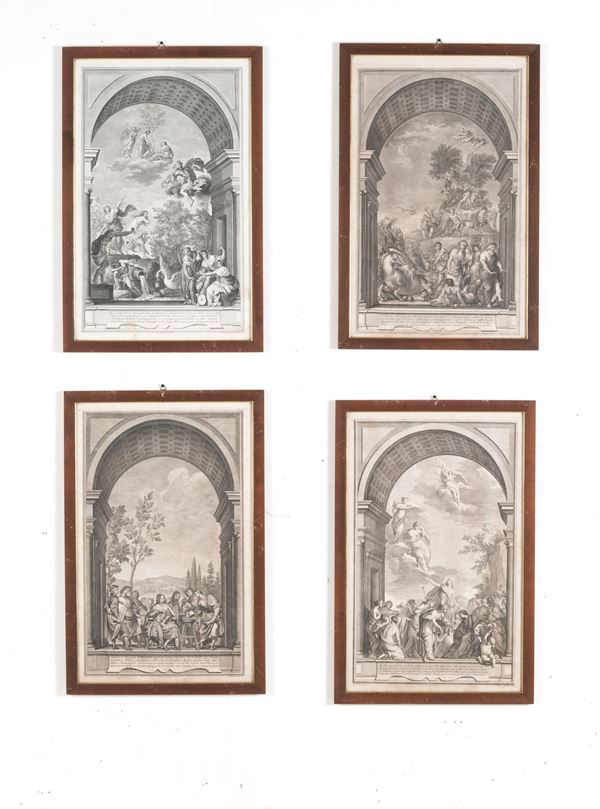 Geoffroy Seuter (1717-1800) - Antonio Faldoni (1689-1770) - Felice Polanzani (1700-1771)  da Giovanno Elia Morghen (1721-1789) Serie di quattro allegorie legate alla vita e alla morte di Lorenzo il Magnifico