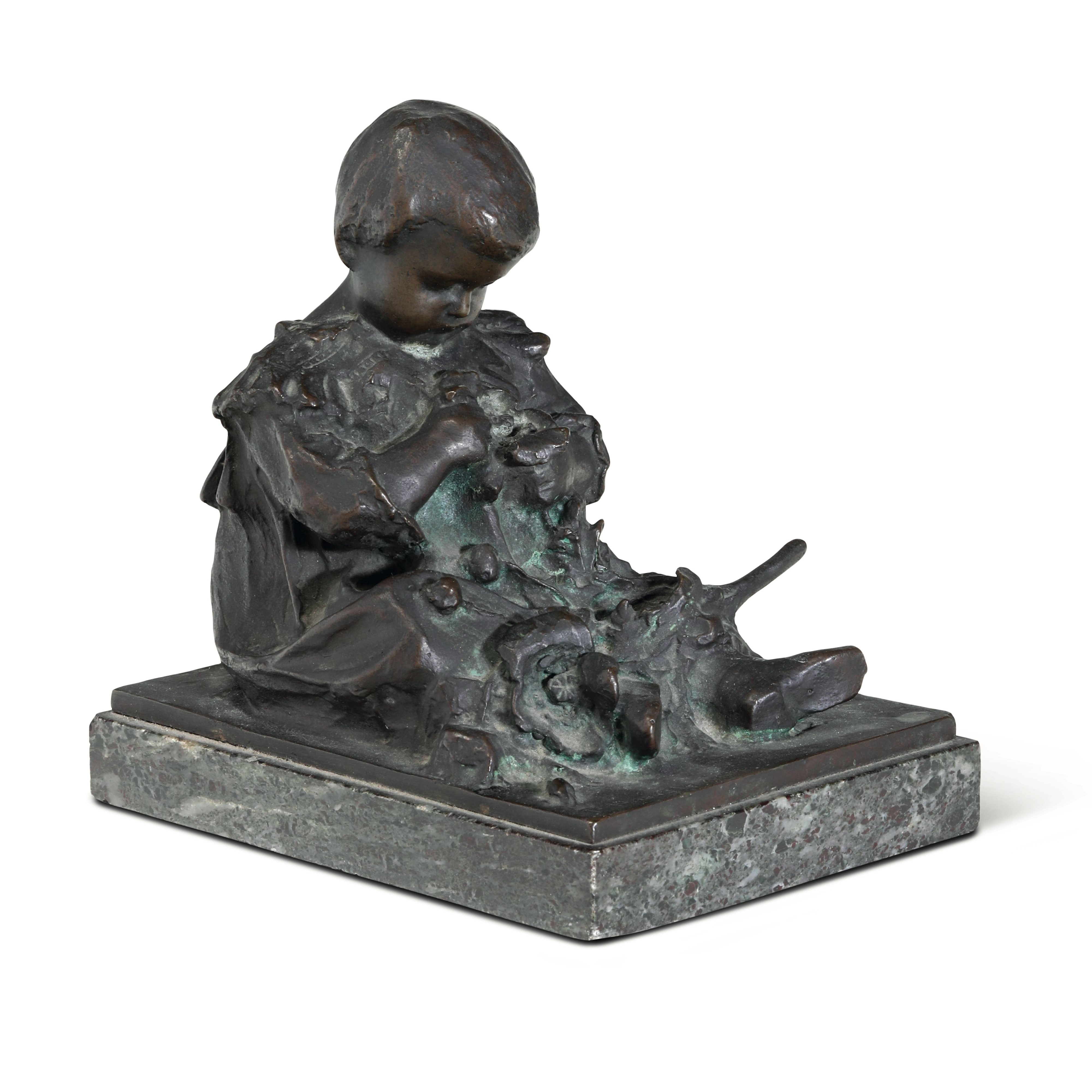 Tarcisio Pogliani - La bimba - Bronzo fuso e patinato con base in marmo