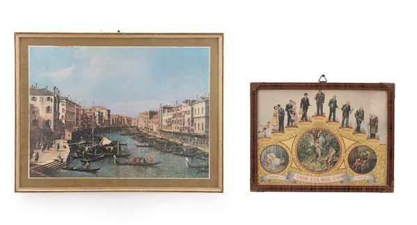 Due stampe riproducenti Il Canal Grande e le età dell’uomo, XX secolo