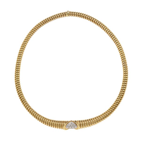 Gold and diamond tubogas necklace
