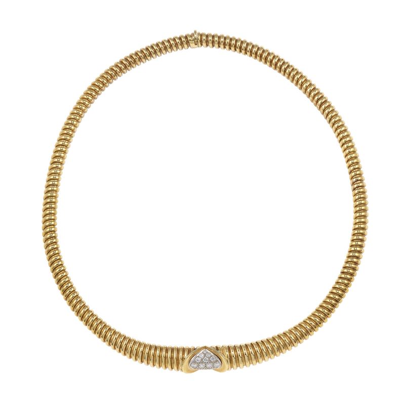 Gold and diamond tubogas necklace  - Auction Jewels - Cambi Casa d'Aste