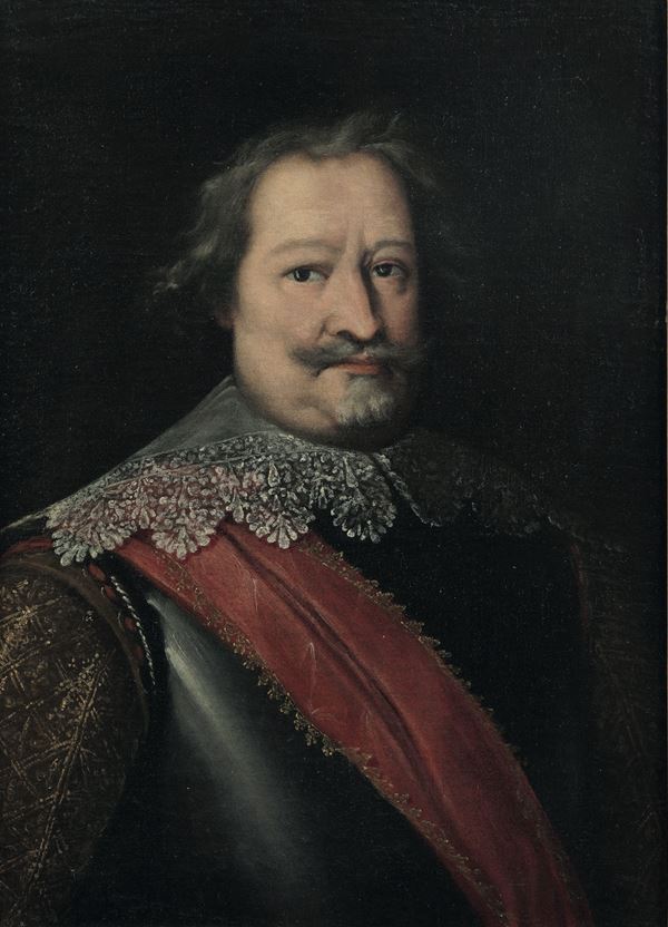 Scuola lombarda del XVII secolo Ritratto di gentiluomo in armatura