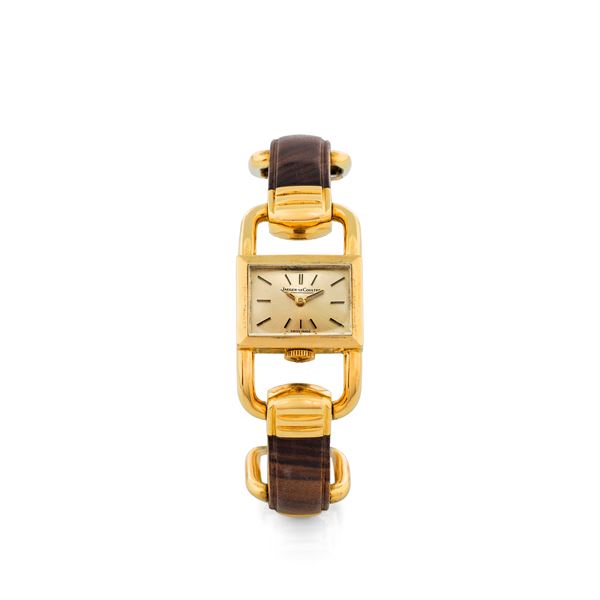 Etrier "Lucchetto" in oro giallo 18k con bracciale in oro giallo e legno lucido, circa 1960