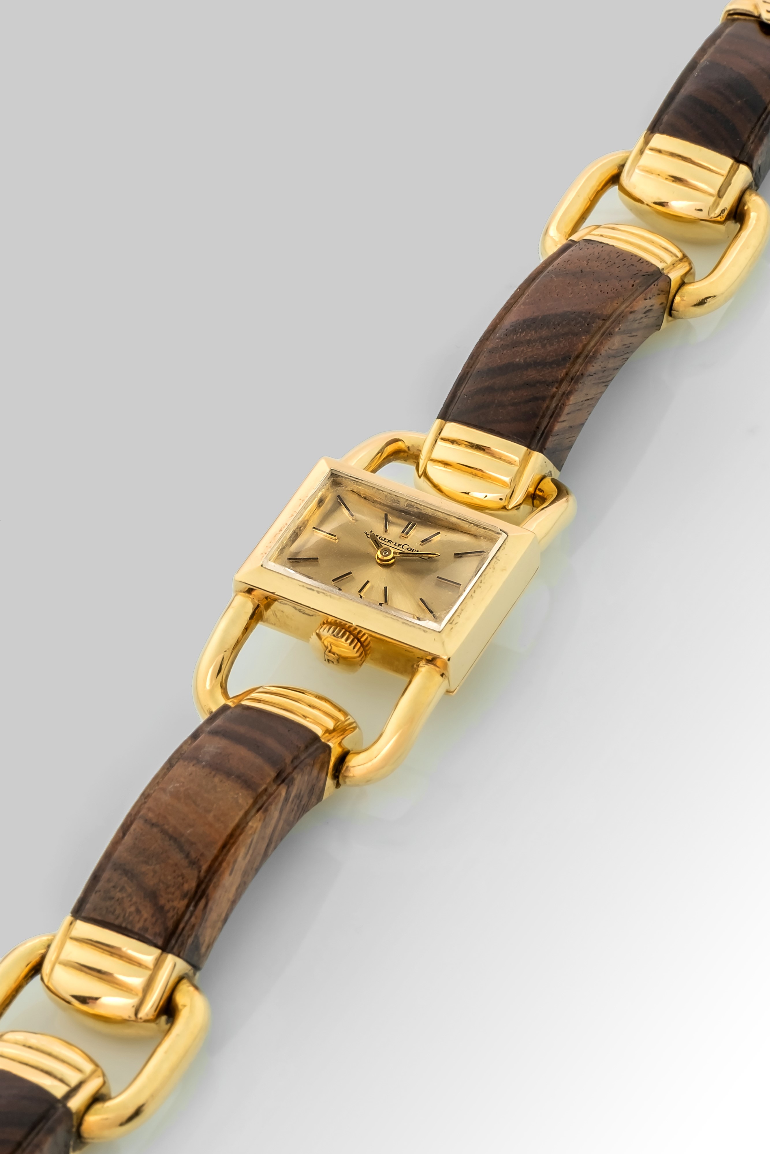 Jaeger-lecoultre - Etrier "lucchetto" in Oro Giallo 18k con Bracciale in Oro Giallo e Legno Lucid...