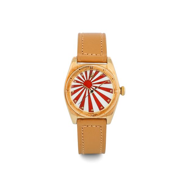 Rolex - Ovetto ref 5015 with handcrafted vintage enamel dial depicting the Japanese flag, circa 1948
