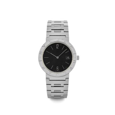 Bulgari Quadrante Nero Bracciale in Acciaio con Datario, Movimento a Quarzo, Circa 2000
