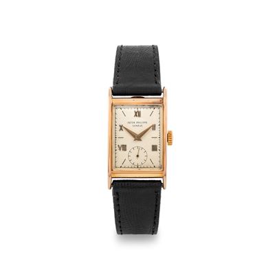 Raro Tank Ref 1460 in Oro Rosa 18k, Quadrante Argentè Piccoli Secondi Numeri Romani, Circa 1958