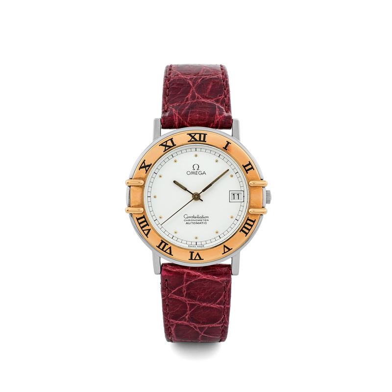 Omega : Constellation Automatic acciaio e oro con fondello a vista, circa 1985  - Asta Orologi da Polso - Cambi Casa d'Aste