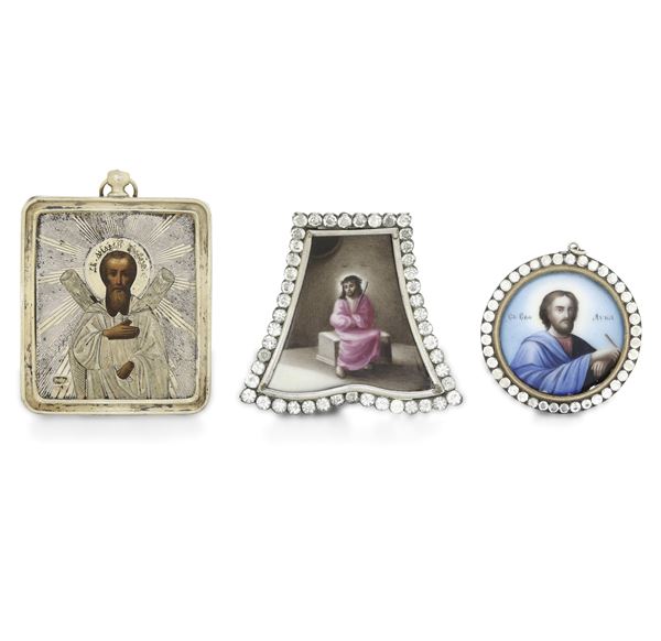 Piccola icona con riza in argento. Russia XIX-XX secolo