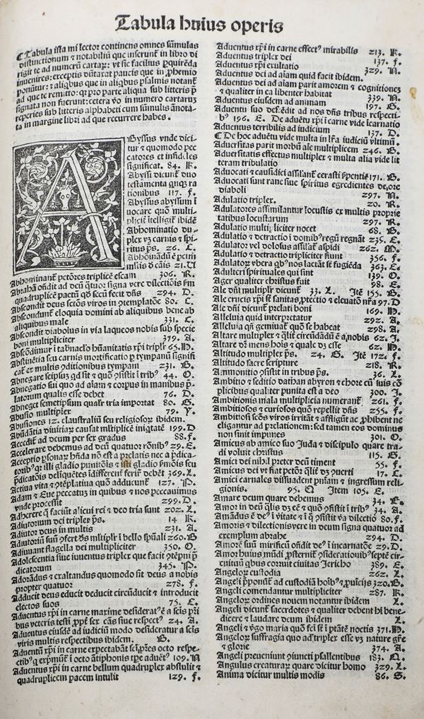 De Saint-Cher Hughes (1190 ca.-1263) Postilla super Psalterium Venetiis, Ioannes et Gregorius de Gregoriis pro Stephano et Bernardino de Nallis, 1496