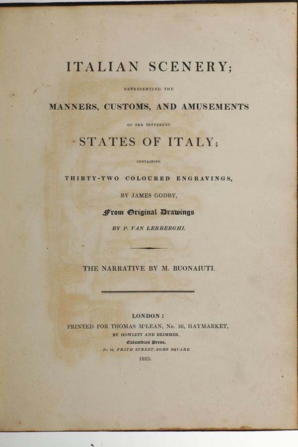 Godby James (1767–1849) / M. Buonaiuti Italian Scenery; representing the manners, customs, and amusements... London, printes for Thomas M'Lean, 1823