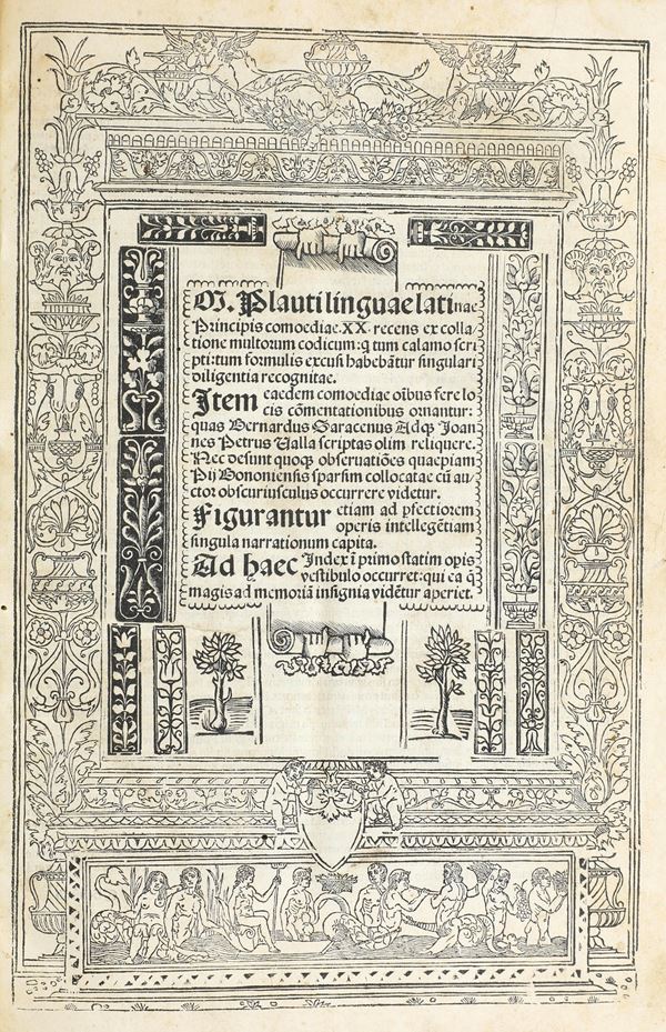 Plautus Titus Maccius (tra il 255 e il 250 a.C. – 184 a.C.) Comoediae 20 recens singulari diligentia formulis excusae Venetiis, per Lazarum Soardum, 1511