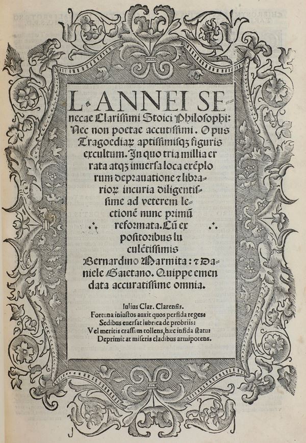 Seneca Lucius Annaeus (4 a.C.-65 d.C.) Tragedie Venetiis, per Bernardinum de Vianis de Lexona Vercellensem, 1522