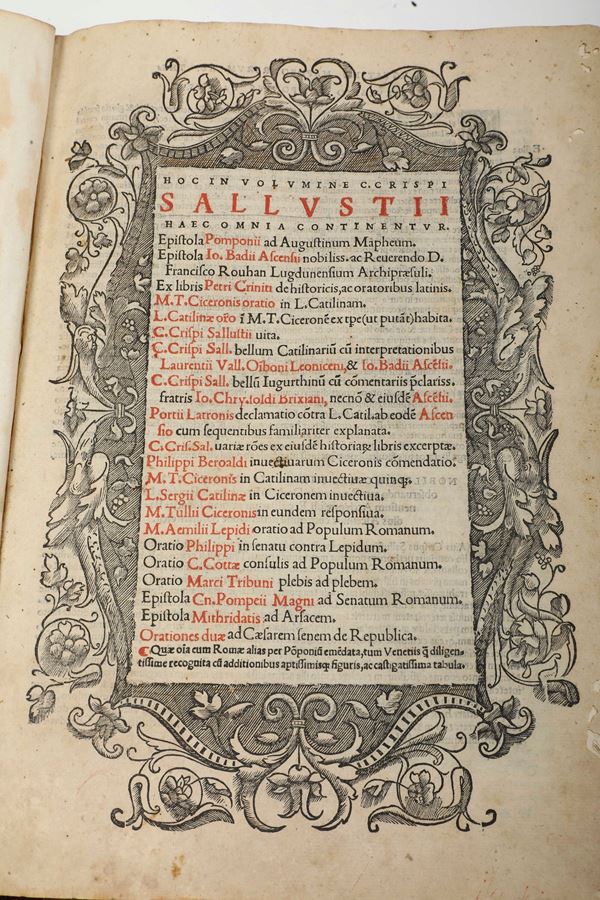 Sallustio (86-34 a.C.) Opere varie Venetiis, in aedibus Ionnis Tacuini de Tridino, 1534