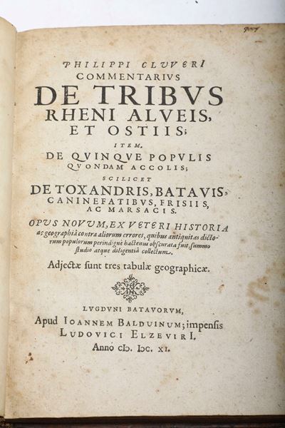 Cluverius Philippus (1580-1622) Commentarius De Tribus Rheni Alveis Et Ostiis,,lugduni Batavorum,...