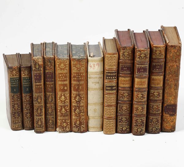 Lotto di sette opere in più tomi, del secolo XVIII