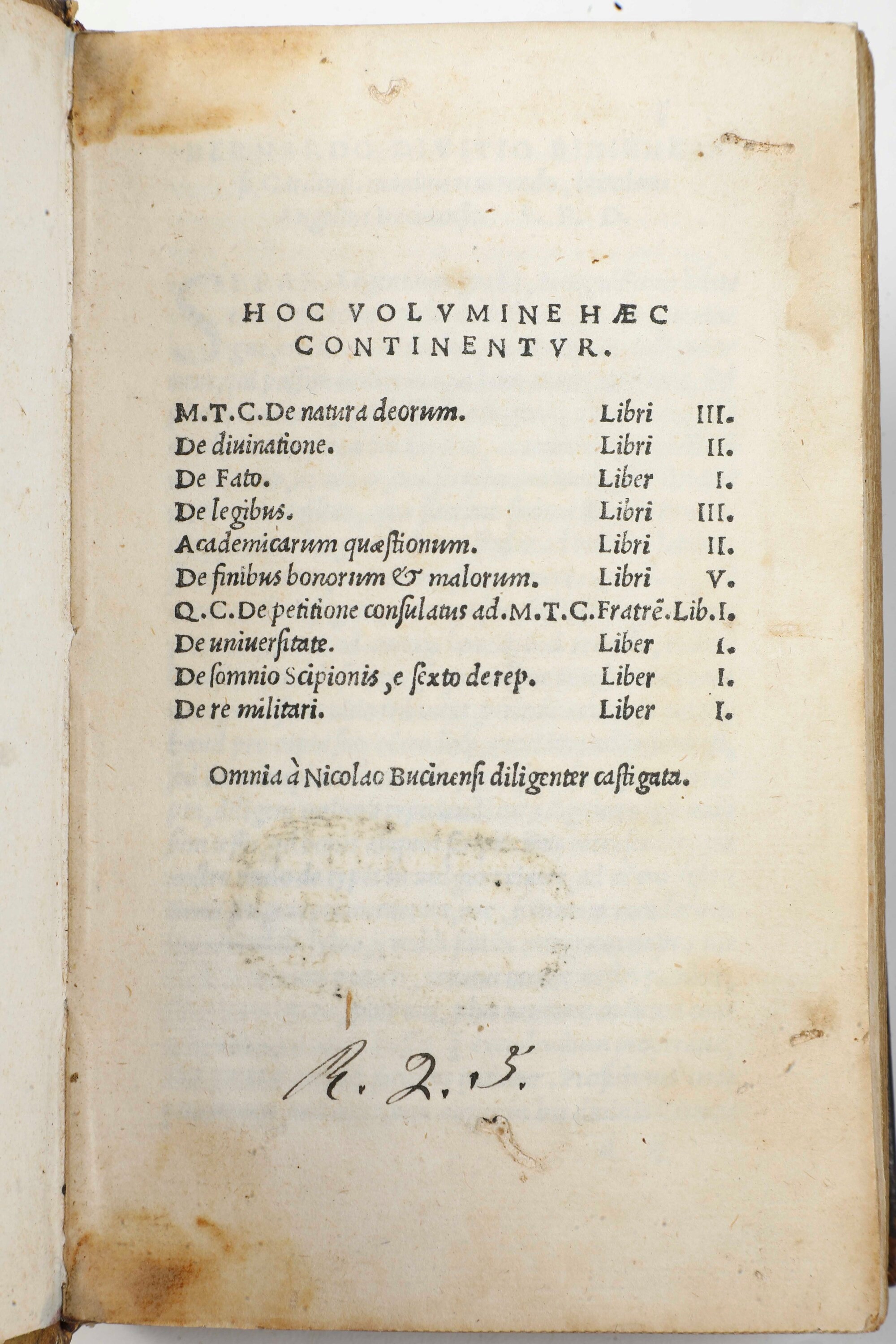Cicerone Marco Tullio (106-43 a.C.) De Natura Deorum... De Divinatione... De Fato Etc.. Firenze, ...