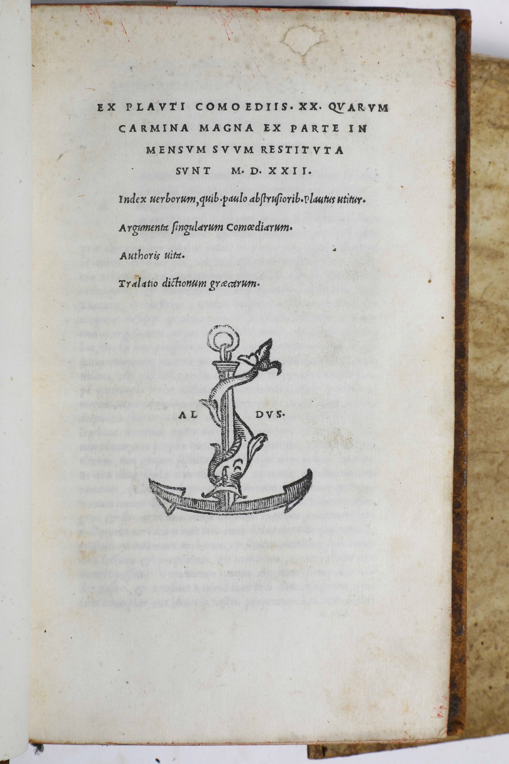 Plautus Titus Maccius (tra il 255 e il 250 a.C. – 184 a.C.) Commedievenezia, Aldo Manuzio, 1522