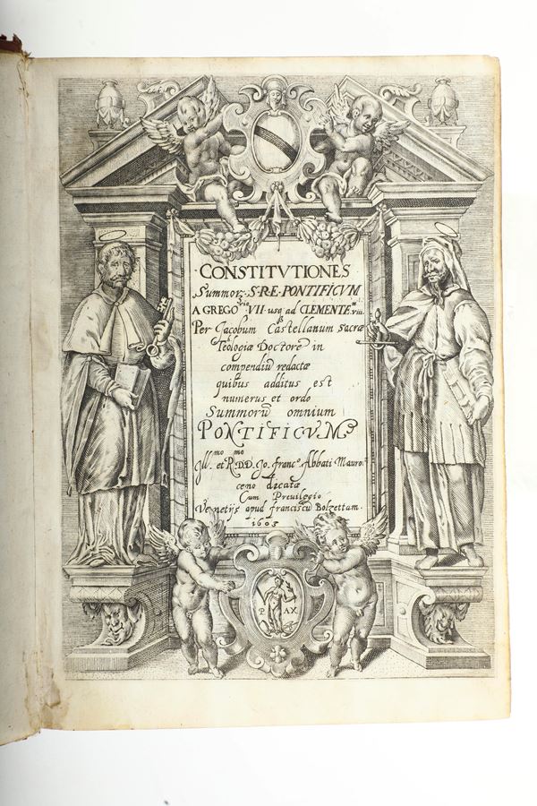 Castellanus Iacobus Compendium Costitutinum Summorum Pontificum.. Venetiis, Apud Franciscum Bolzettam,  [..]