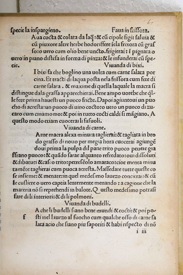 Sacchi Bartolomeo detto il Platina (1421-1481) De honesta voluptate et valetudine Venetia, [Bernardinus Benalius], 1494