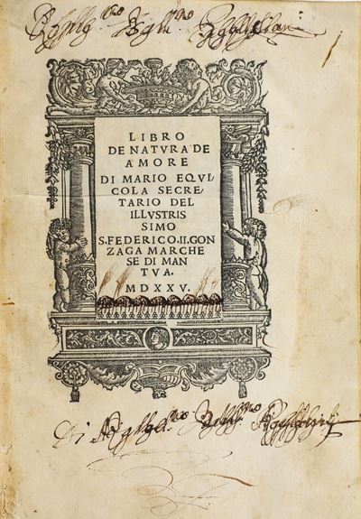 Equicola Mario (1470-1525) Libro De Natura De Amore..venetia, Lorenzo Lorio da Portes, 1525