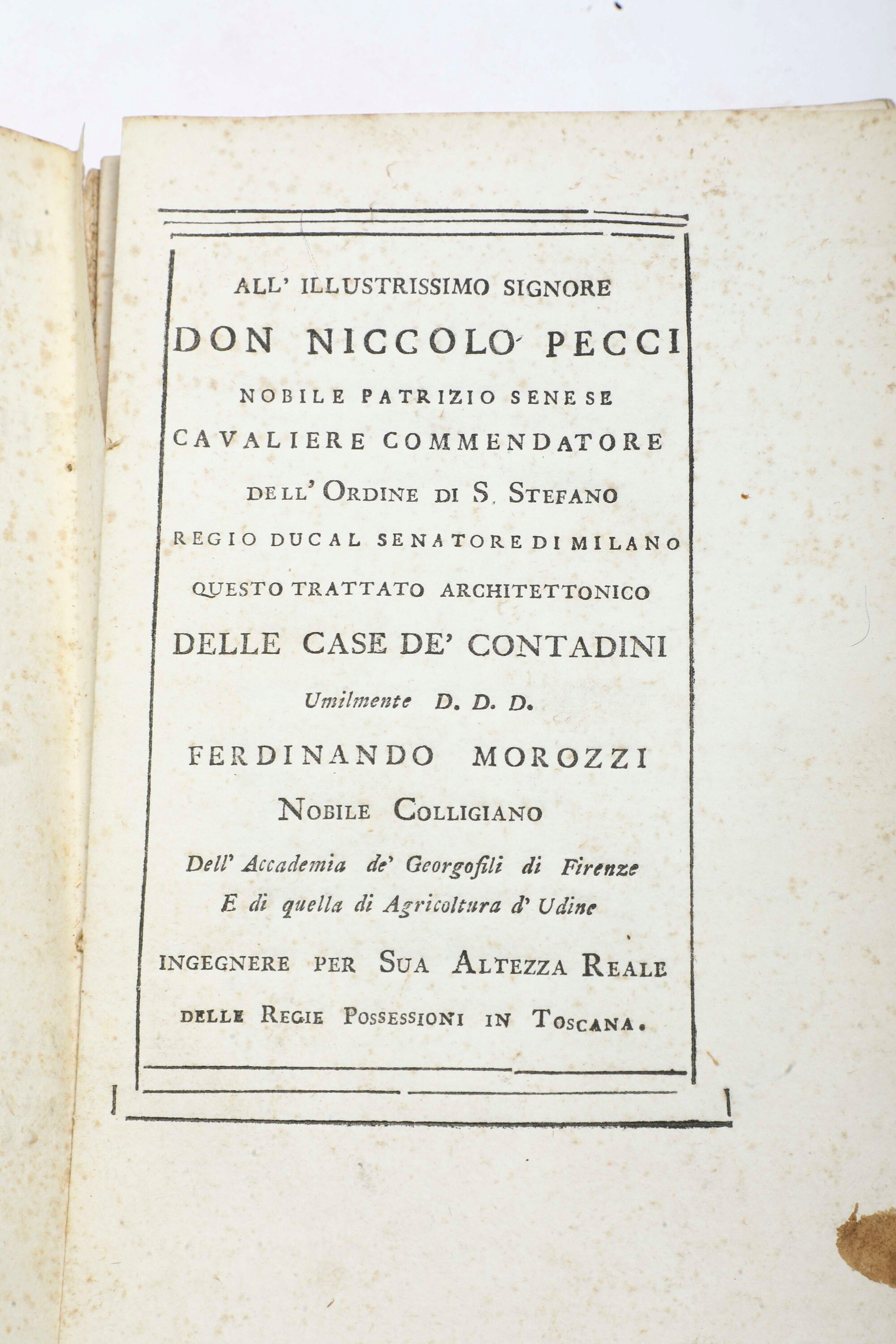 Morozzi Ferdinando (1723-1785) delle Case De' Contadini Trattato Architettonico..in Firenze, nell...
