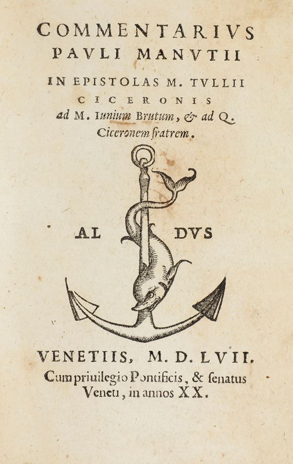 Manuzio Paolo Commentarius Pauli Manutii In Epistolas M. Tulii Ciceronis ad M. Iunium Brutum, Venezia 1557
