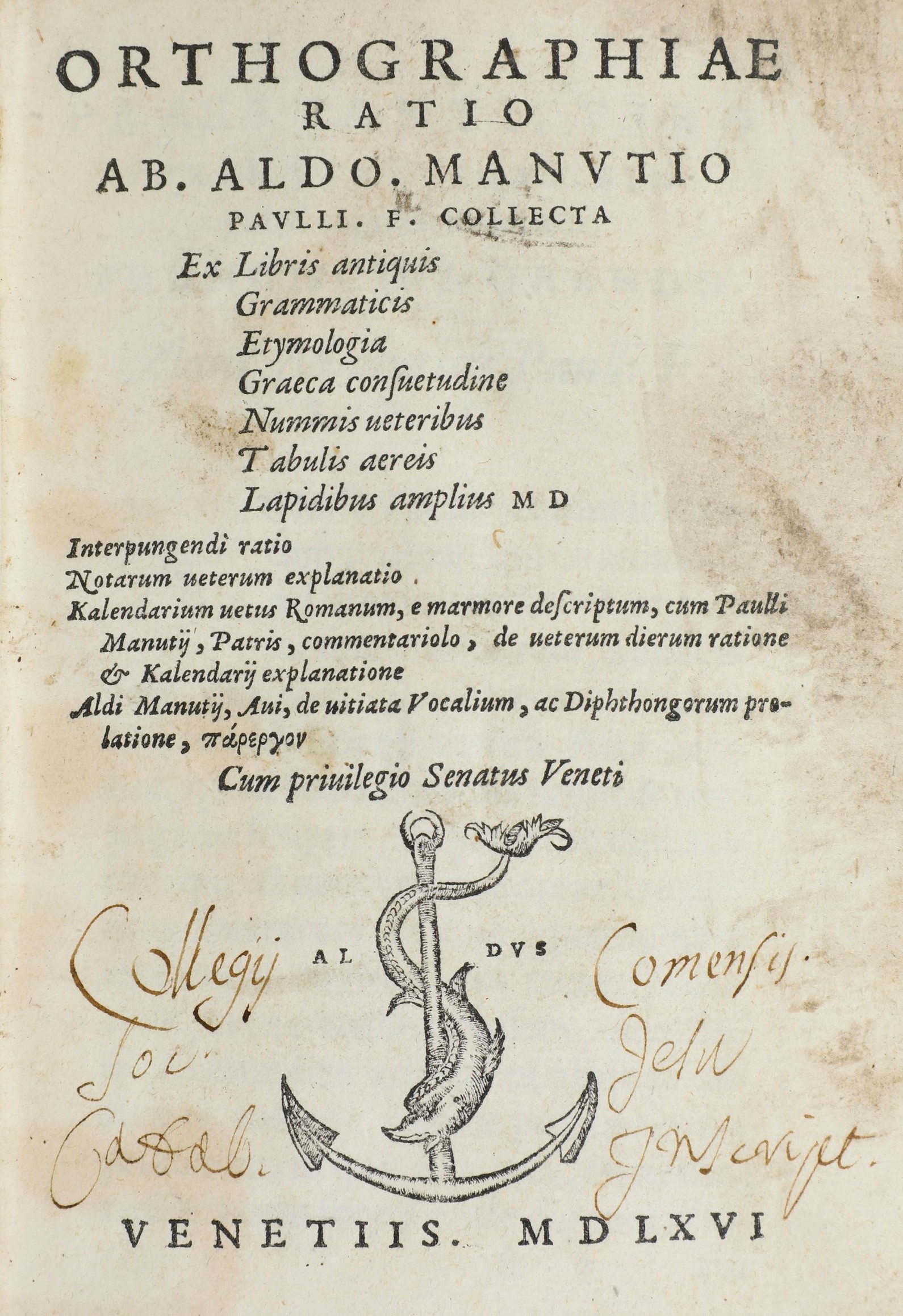 Manuzio Paolo Commentarius Pauli Manutii in Epistolas M. Tulii Ciceronis Ad M. Iunium Brutum, Ven...
