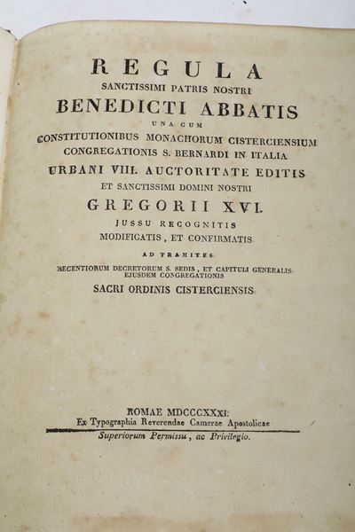 San Benedetto (480-547 D.C.) Regula Sanctissimi Patri Nostri Benedecti Abbatis... Roma, Ex Typogr...