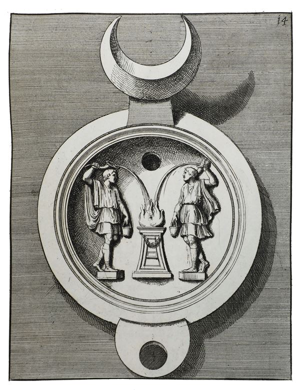 Santi Bartoli Pietro (1635-1700) Le antiche lucerne sepolcrali figurate In Roma, nella stamperia di Gio. Francesco Bagni, 1691