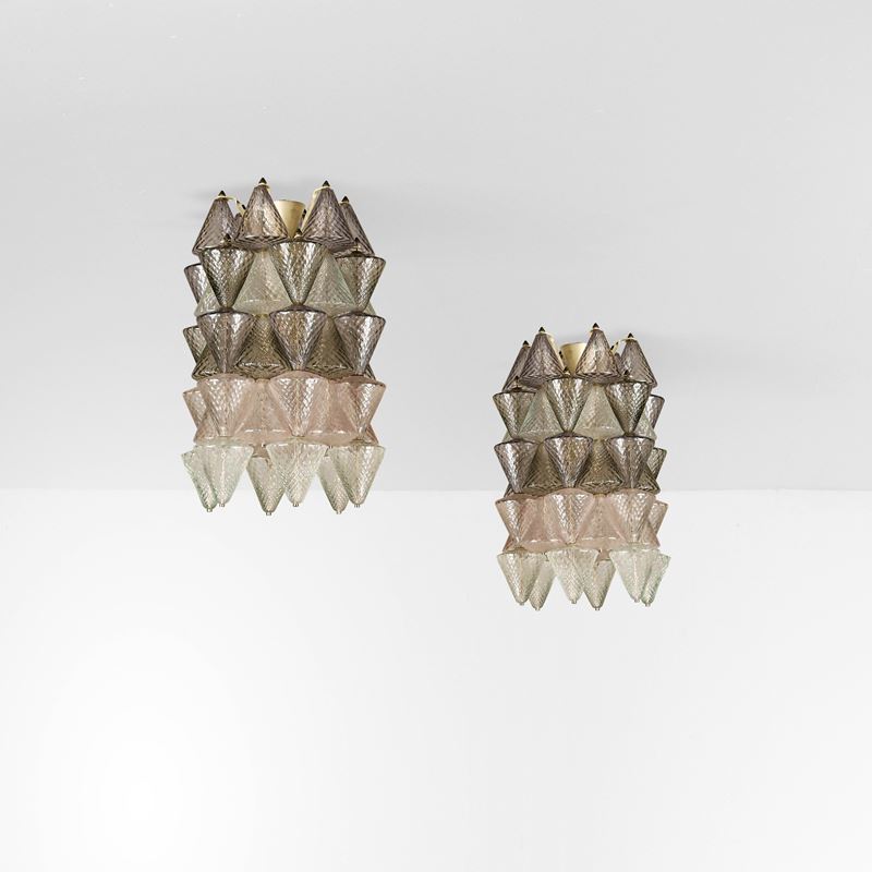 Barovier e Toso : Due lampade a sospensione  - Auction Design - Cambi Casa d'Aste