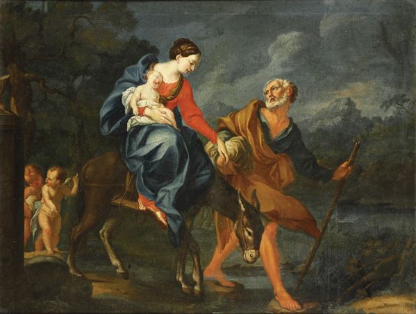 Scuola del XVIII secolo Fuga in Egitto