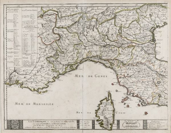 Pierre Du Val (1618-1683) La Lombardie ou sont les estats aux environs su Po, avec ceux de Genes et de Toscane... Par P. Du Val, 1676.