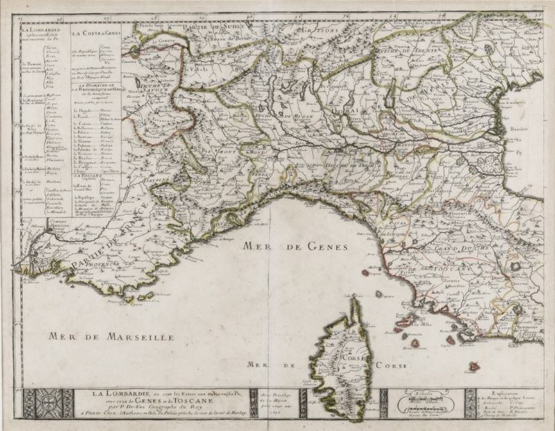 Pierre Du Val (1618-1683) La Lombardie ou sont les estats aux environs su Po, avec ceux de Genes et de Toscane... Par P. Du Val, 1676.  - Auction Prints - Cambi Casa d'Aste