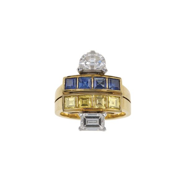 Enrico Cirio. Anello "Torino" con zaffiri e diamanti