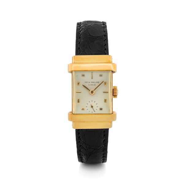 Patek Philippe - 'Cinesino' ref 1450 in yellow gold, silvered dial with box and extract, circa 1954