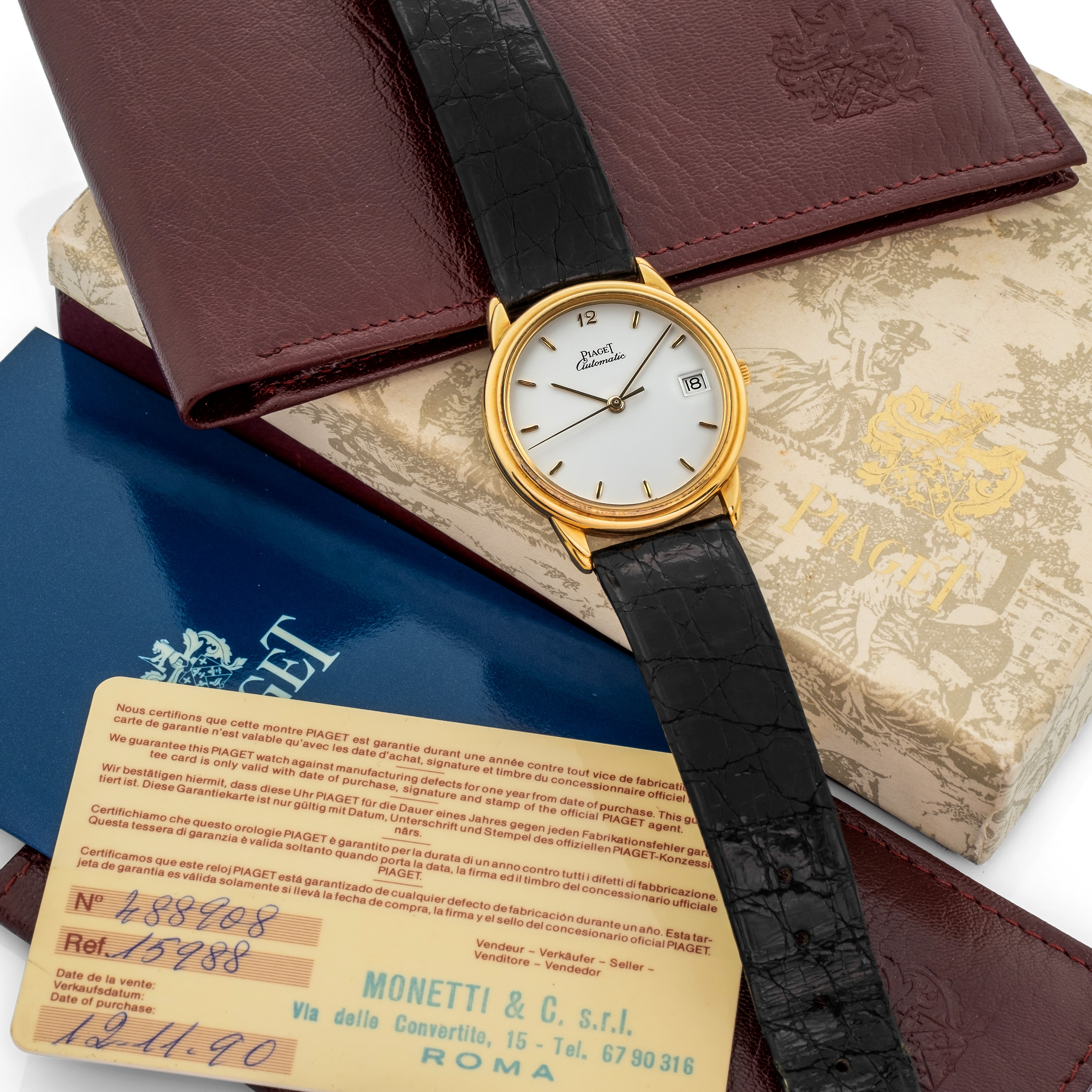 Piaget - Governeur Automatic in Oro Giallo 18k Extrapiatto, Scatola e Garanzia, Circa 1990
