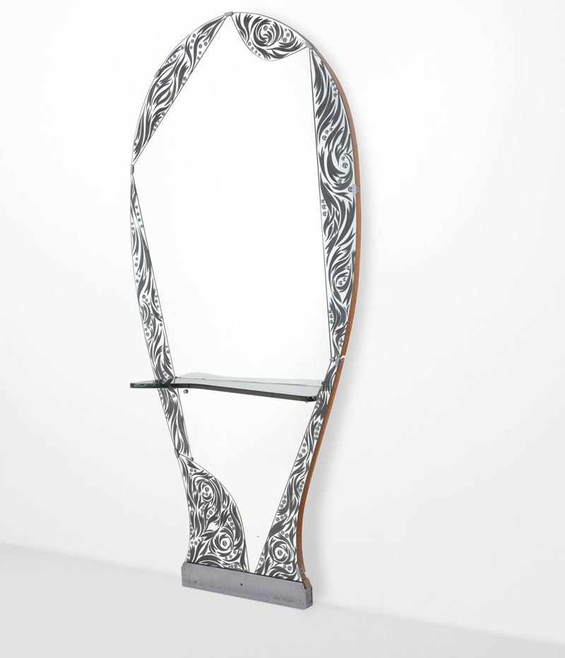 Cristal Art : Grande specchiera con mensola  - Auction Design - Cambi Casa d'Aste
